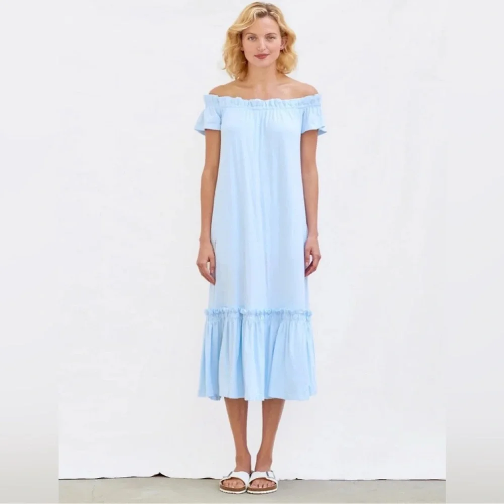 Sundry Sun Kissed Off the Shoulders Ruffle Midi dress - Picture 3 of 13
